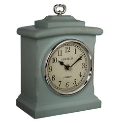 Laselles Carriage Mantel Clock Duck Egg/ Silver